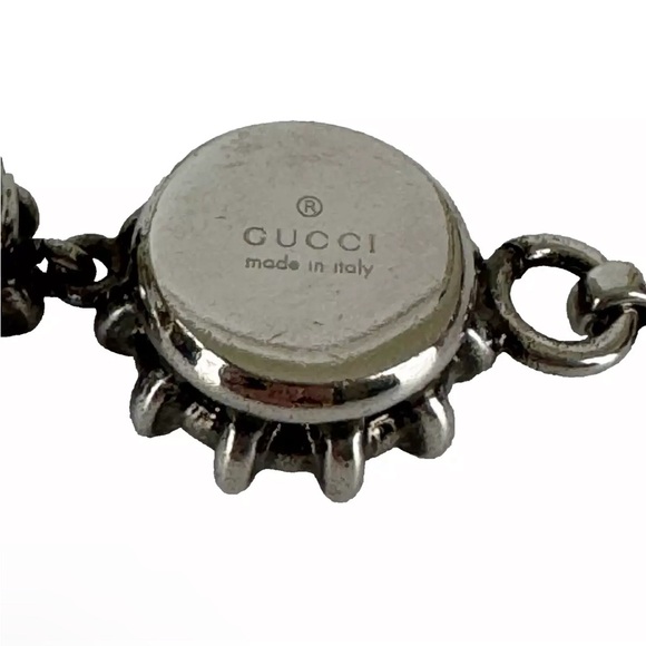 Gucci $1,200 Pink Crystal Collar 19" Necklace Silver Tone - Picture 3 of 7